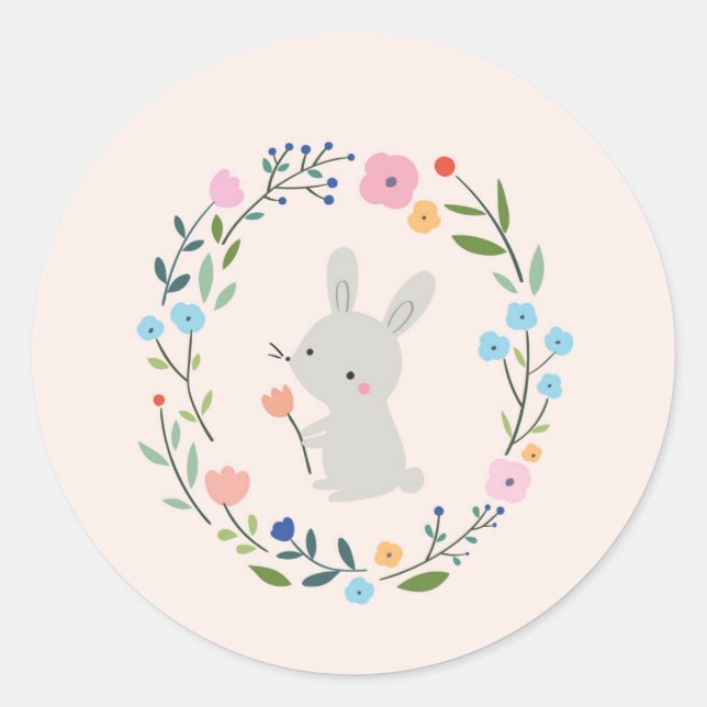 Niedlicher Kaninchensticker von Cubeely Paris Runder Aufkleber (Vorderseite)