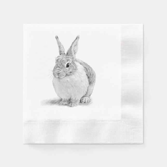 Niedlicher Kaninchenstift Zeichnend Serviette (Vorderseite)