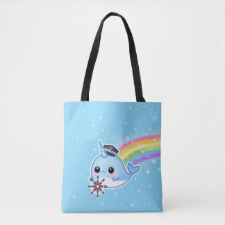 Niedlicher Kapitän narwhal mit Regenbogen Tasche
