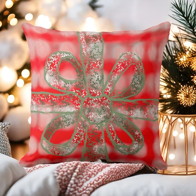 Niedlicher, karierter, weißer Salbeigenbogen Kissen (Von Creator hochgeladen)