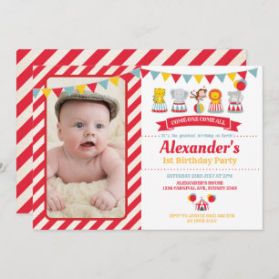 Niedlicher Karneval Zirkus Tiere Geburtstagsparty Einladung