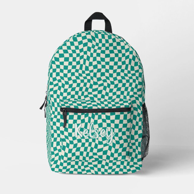 Niedlicher Karo für einen Wavy-Retro-Monogramm Bedruckter Rucksack (Vorderseite)
