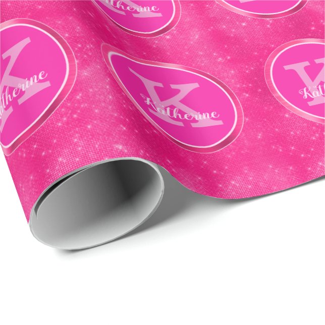 Niedlicher Karton-Monogramm-Name Geschenkpapier (Rolleneckpunkt)