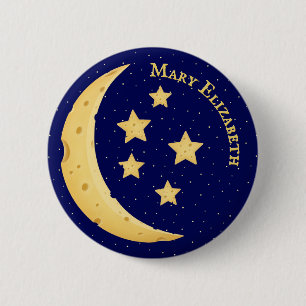 Niedlicher Käse Moon & Stars Personalisiert Celest Button