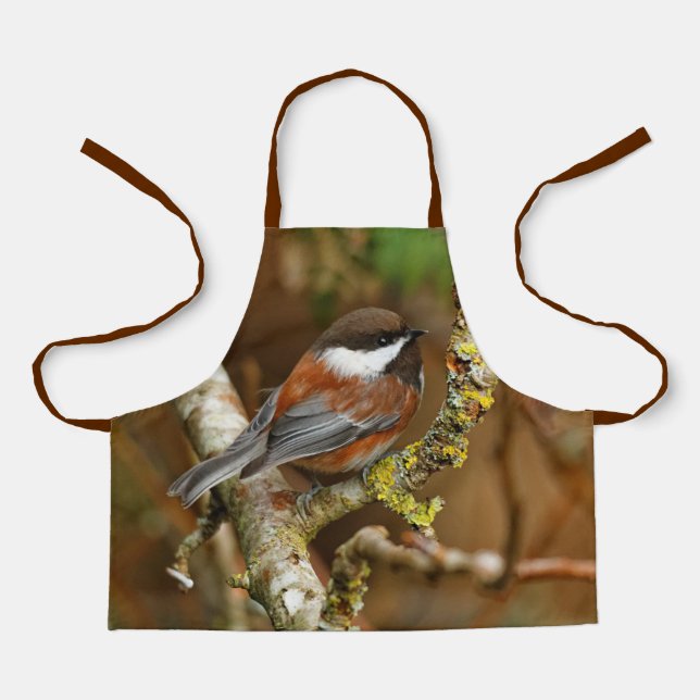 Niedlicher Kastaniengegarter Chickadee auf dem Bir Schürze (Vorderseite)