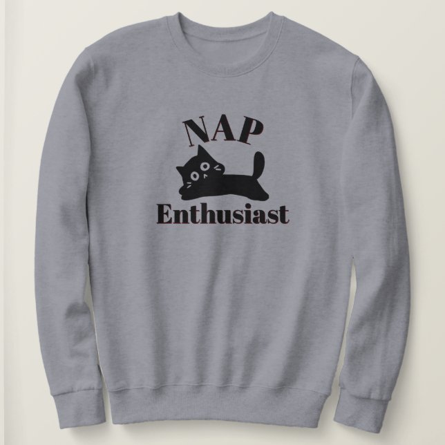 Niedlicher Kat-Nickerchen-Enthusiast Sweatshirt (Design vorne)