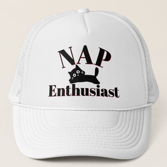 Niedlicher Kat-Nickerchen-Enthusiast Truckerkappe (Vorderseite)