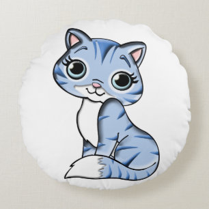 NIEDLICHER KATZDOLL-ROUND-PILLOW RUNDES KISSEN