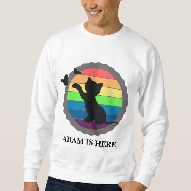 NIEDLICHER KATZE-SPORT-ANTRAG PERSONALISIERTER NAM SWEATSHIRT (Vorderseite)
