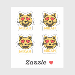 Niedlicher Katzen-Herz Emoji Aufkleber mit