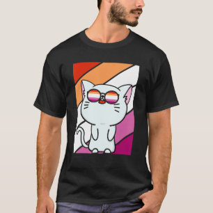 Niedlicher Katzen Pride Lesbische Flagge Lgbtq Sto T-Shirt