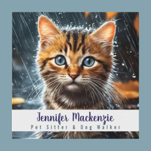 Niedlicher Katzen-Sitzer und Dog-Walker Quadratische Visitenkarte