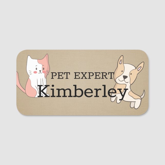 Niedlicher Katzen- und Hundefachverständiger Namensschild (Vorderseite)