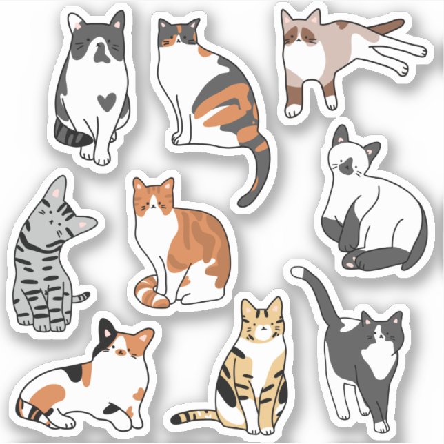 Niedlicher Katzenaufkleber Aufkleber (Vorderseite)