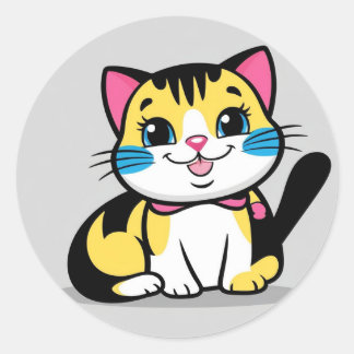 Niedlicher Katzenaufkleber Runder Aufkleber