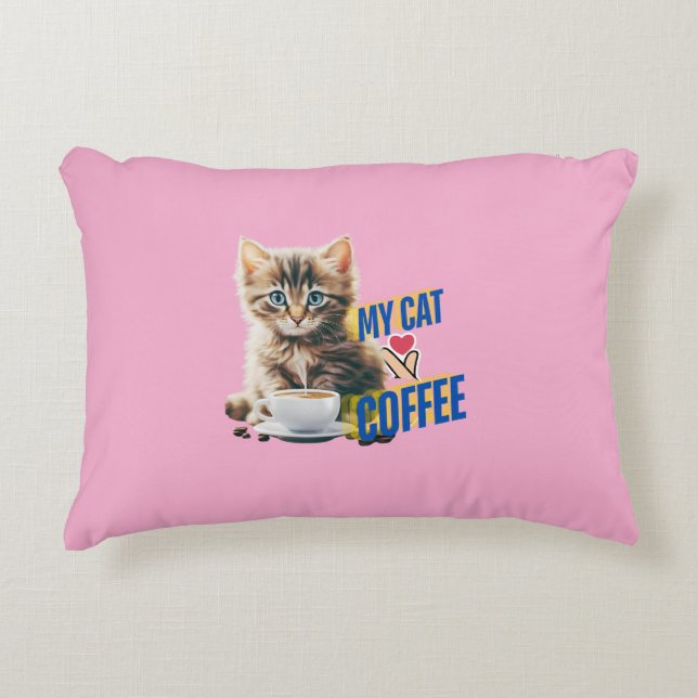Niedlicher Katzenkaffee Liebe Dekokissen (Vorderseite)