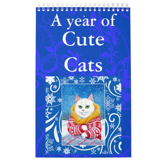 Niedlicher Katzenkunst-Illustrationskalender Kalender (Titelbild)
