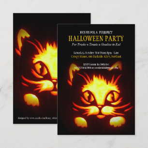 niedlicher Katzenkürbis Party Einladung 2