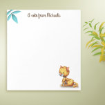Niedlicher Katzenliebhaber personalisiertes Schrei Notizblock<br><div class="desc">Ein personalisiertes Notizblock mit einer Abbildung eines kleinen Katzensitzes. Ideal für Lehrer,  Tierärzte,  Kinder oder Katzenliebhaber im Allgemeinen. Personalisieren Sie den Text mit Ihrer eigenen Nachricht. Illustriert und entworfen von Patricia Alvarez.</div>