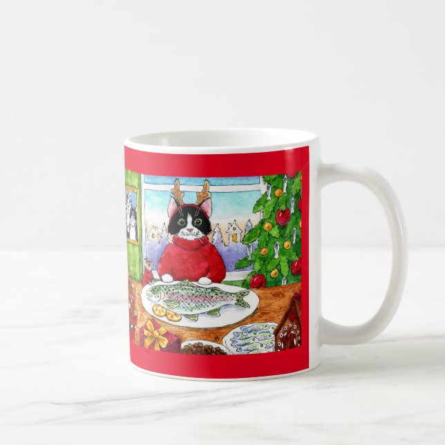 Niedlicher Katzenmaus Weihnachtsfeiertag Tasse (Rechts)