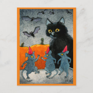 Niedlicher Katzenmäuse Kürbiskürbis zu Hallowee Postkarte
