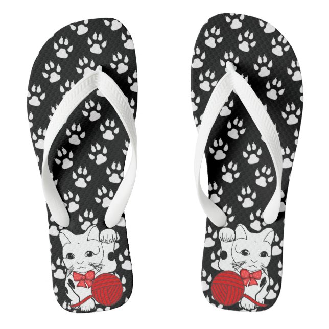 Niedlicher Katzenpappdruck mit Kätzchenflip-Flops Flip Flops (Fußbett)
