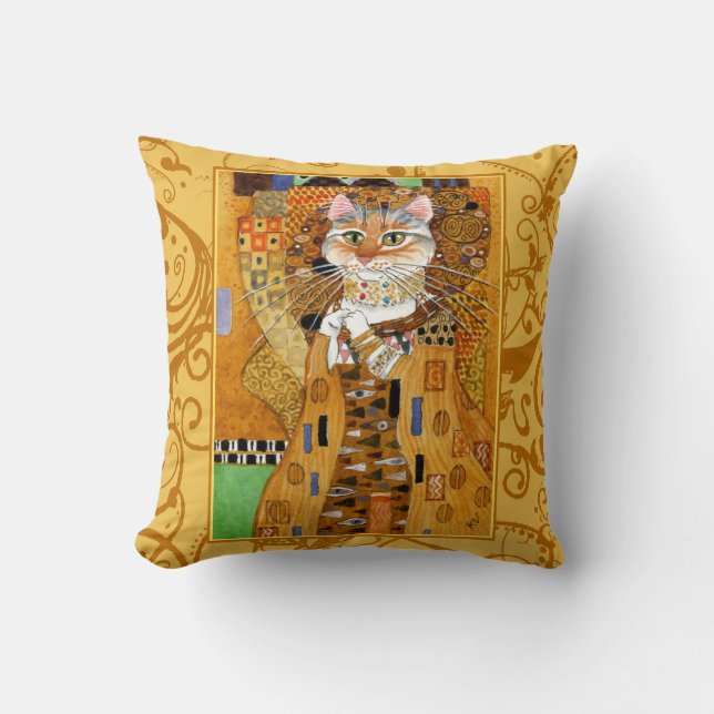 Niedlicher Katzenpilz Cartoon Klimt Kissen (Vorderseite)