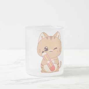 niedlicher Katzenschüler Katzenliebhaber Mattglastasse