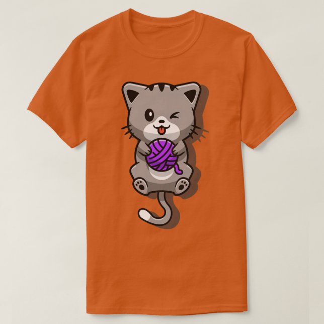 Niedlicher Katzenspielautomat Cartoon T-Shirt (Design vorne)