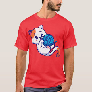 Niedlicher Katzenspielgarn Cartoon2 T-Shirt