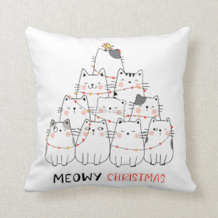 Niedlicher KatzenWeihnachtsbaum. Kissen
