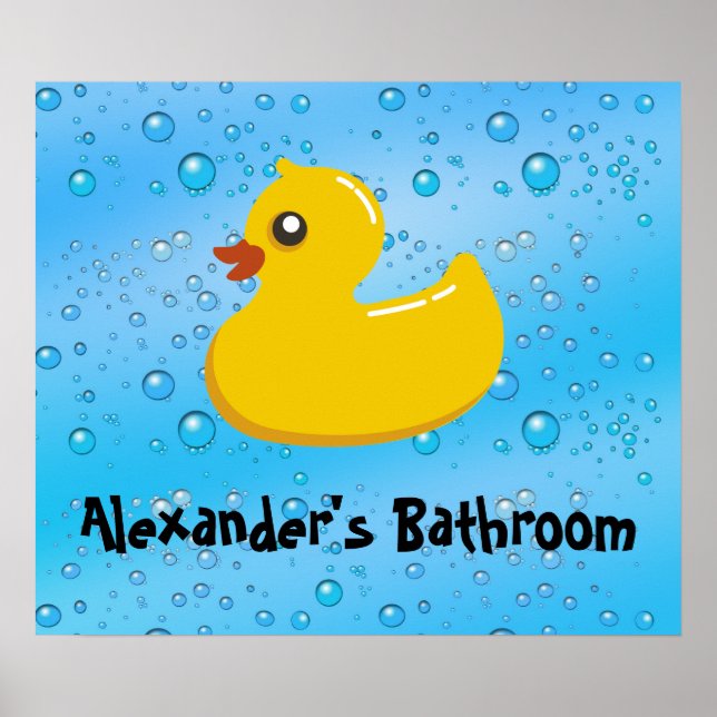 Niedlicher Kautschuk Ducky/Blue Blasen Poster (Vorne)