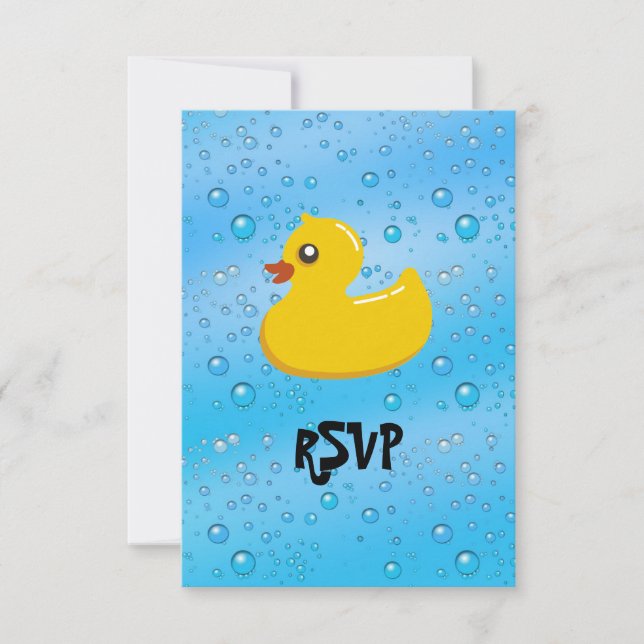 Niedlicher Kautschuk Ducky/Blue Blasen RSVP Karte (Vorderseite)