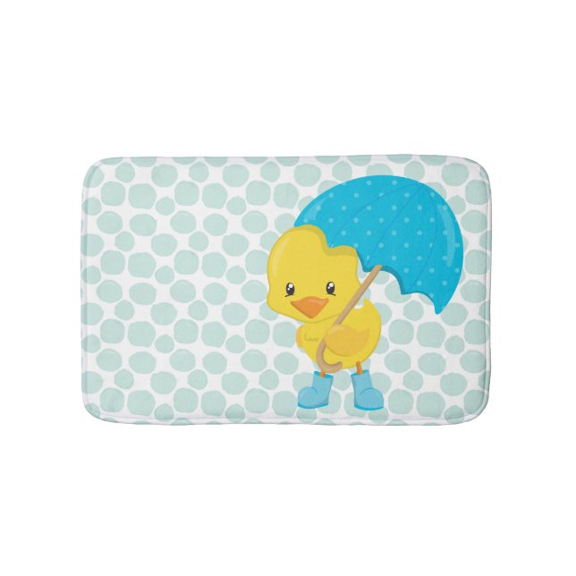 Niedlicher Kautschukkleber auf Blue Polka Docks Badematte (Vorderseite)