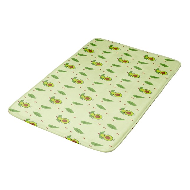 Niedlicher Kawaii-Avocado auf grüner Fläche Badematte (Schrägansicht)