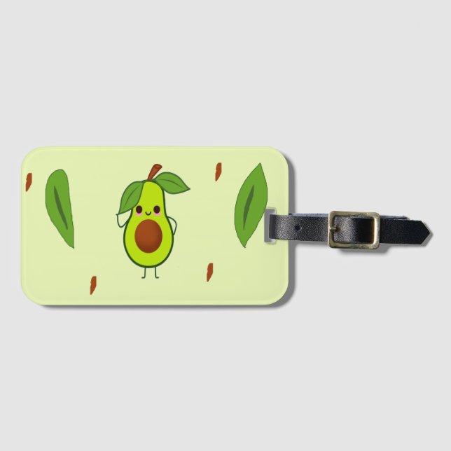Niedlicher Kawaii-Avocado Gepäckanhänger (Vorderseite (Horizontal))