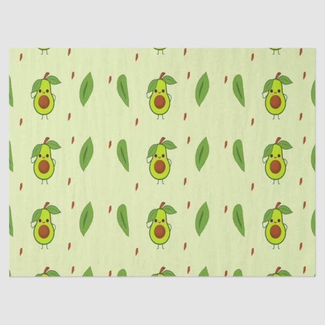 Niedlicher Kawaii-Avocado Seidenpapier (Vorderseite)