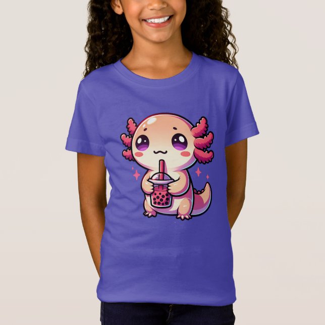 Niedlicher Kawaii Axolotl mit Bubble Tee (Vorderseite)