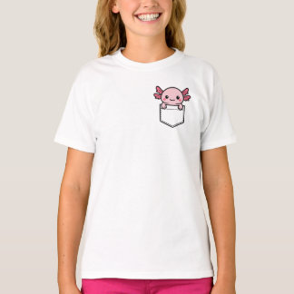 Niedlicher Kawaii Axolotl Pinkeln aus der Tasche T-Shirt