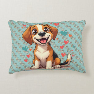 Niedlicher Kawaii-Beagle mit Herz spielendem Hund Dekokissen
