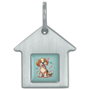 Niedlicher Kawaii-Beagle mit Herz spielendem Hund Tiermarke