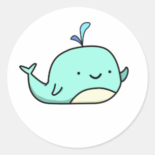 Niedlicher Kawaii-Blauer Wal Runder Aufkleber
