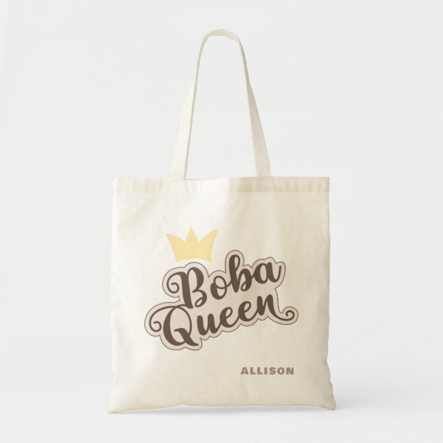 Niedlicher Kawaii Boba Bubble Tee Personalisiert T Tragetasche (Vorne)