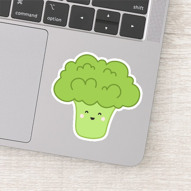 Niedlicher Kawaii-Broccoli-Zeichentrickfigur Aufkleber (Detail)
