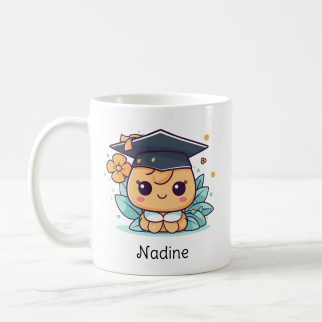 Niedlicher Kawaii Cartoon Personalisierter Abschlu Kaffeetasse (Links)