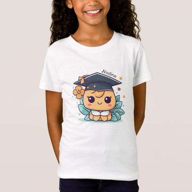 Niedlicher Kawaii Cartoon Personalisierter Abschlu T-Shirt (Vorderseite)