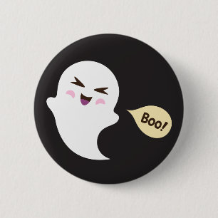 Niedlicher kawaii Cartoongeist-Sprichwort Boo Button