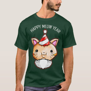 Niedlicher Kawaii Cat Party Happy Meow Neujahr T-Shirt