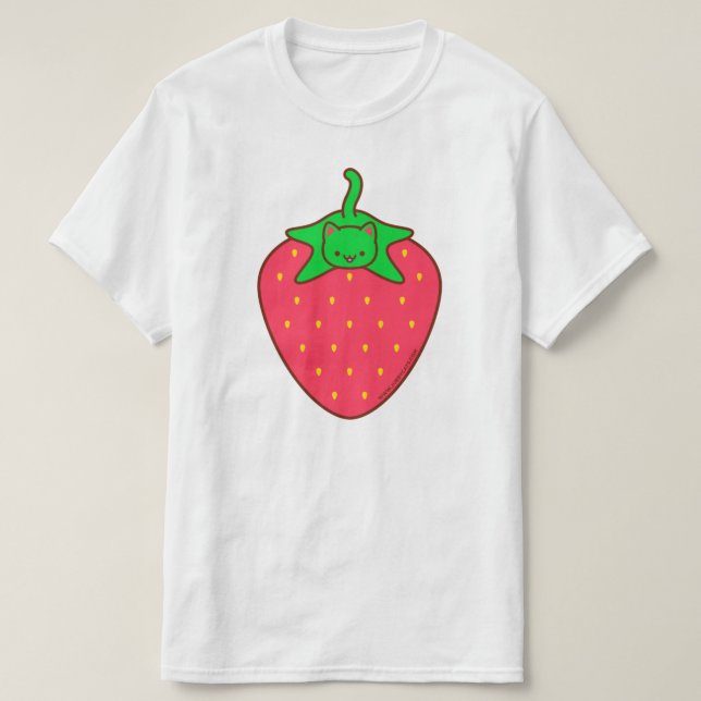Niedlicher Kawaii Cat T - Shirt - STRAWBERRY CAT (Design vorne)