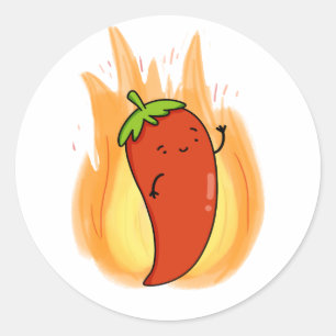 Niedlicher Kawaii-Chili Runder Aufkleber